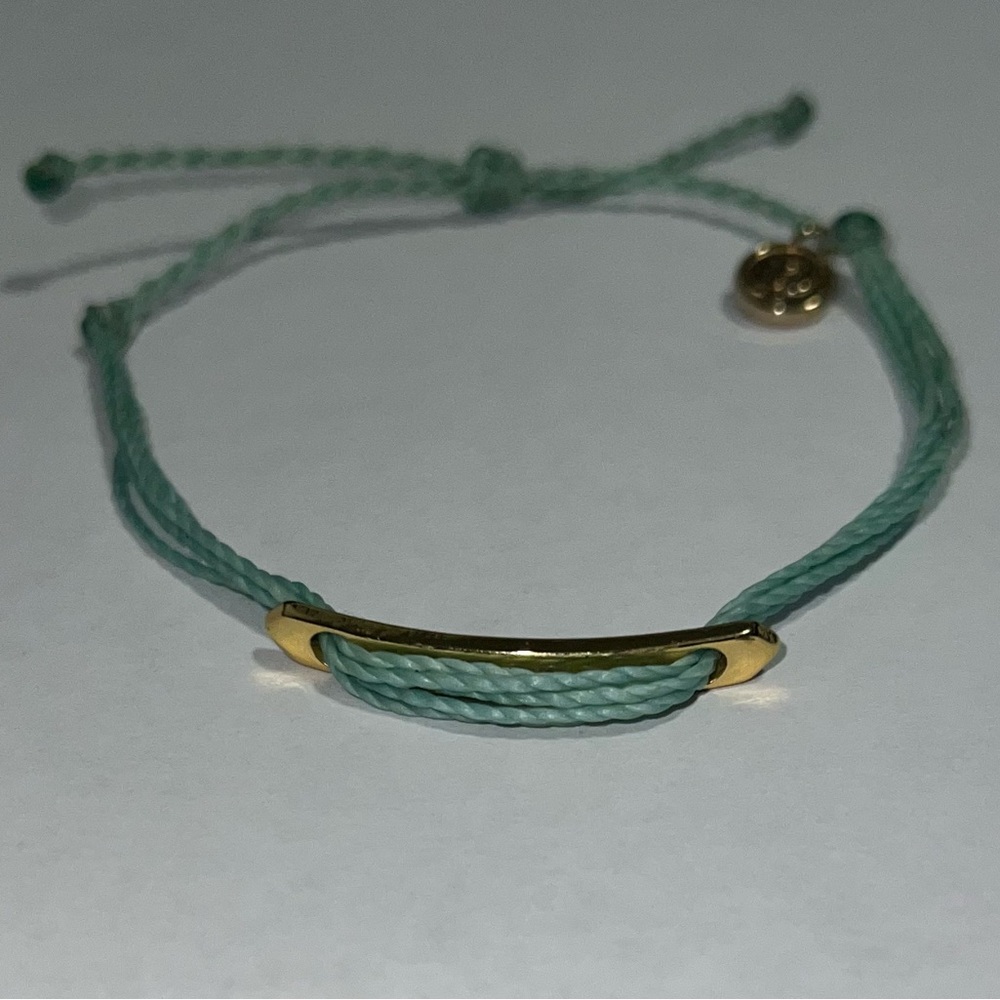 Pura Vida Bracelet Teal With Gold Bar Charm